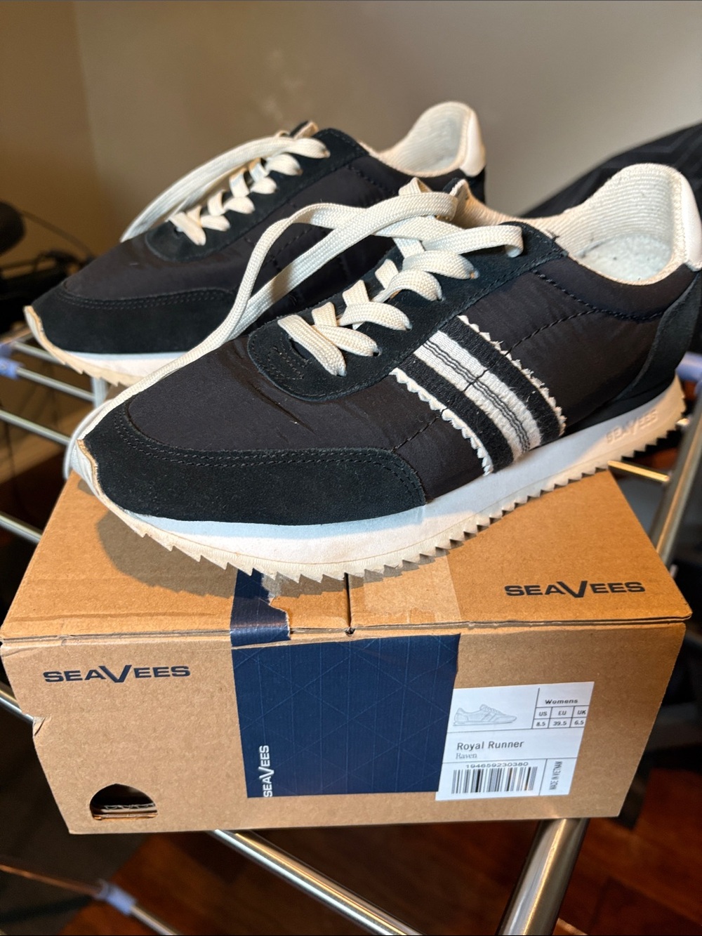 SeaVees Women’s Royal Runner Sneakers in Black and White